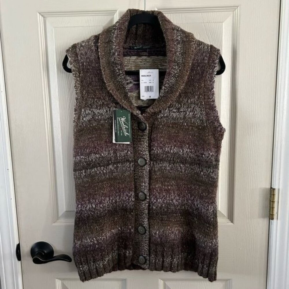 WOOLRICH Kendal Creek Sweater Vest Medium, Shale Button - Picture 2 of 15